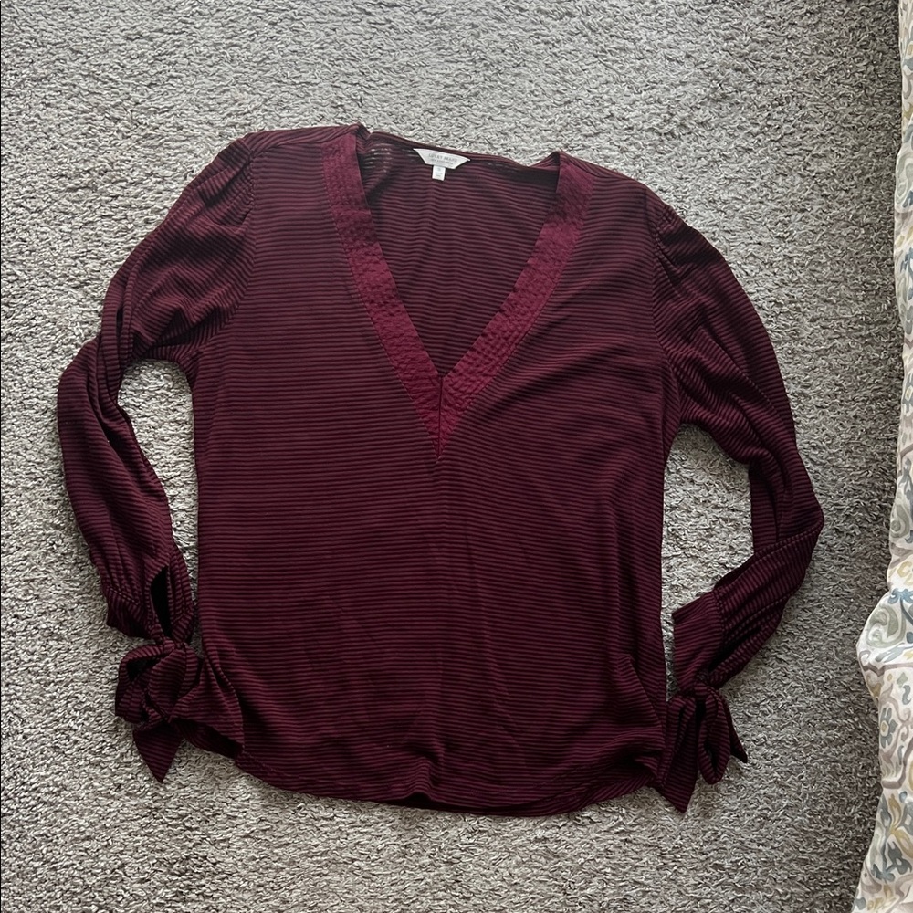 Lucky Brand Deep Red V-Neck Blouse